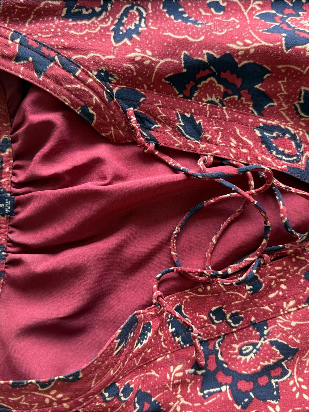 Madewell Red Floral Tie-Front Boho dress